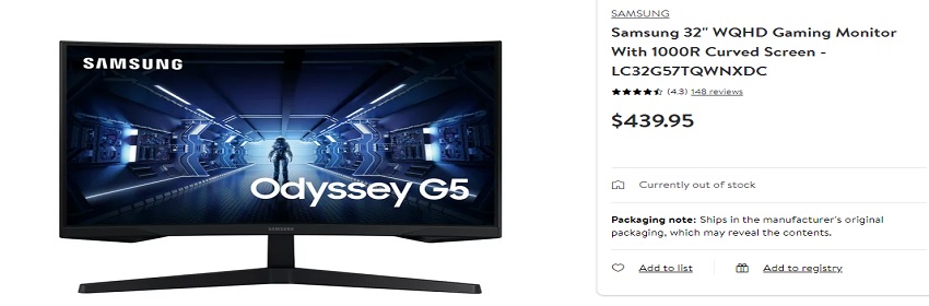 Samsung Odyssey G5 on Walmart